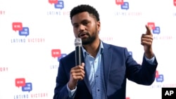 FILE - Twenty-five-year-old Maxwell Frost, seen here Oct. 20, 2022, in Coral Gables, Florida, has been elected to the U.S. House of Representatives. (AP Photo/Lynne Sladky, File)