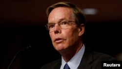 现任美国驻华大使尼古拉斯·伯恩斯2021年10月20日在一场国会听证会上作证（路透社）