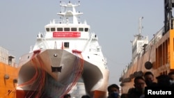 资料照：台湾高雄港的新一代海巡成功舰 （2020年12月11日）