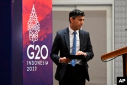 英国首相苏纳克在印尼出席G20峰会。（2022年11月16日）