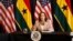 US Vice President Kamala Harris conducts a roundtable of women entrepreneurs to discuss economic empowerment, inclusion, and leadership in Accra, Ghana, March 29, 2023.