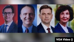 Претседателска кампања во Северна Македонија. На фотографијата од лево кон десно, кандидатот Стево Пендаровски од СДСМ, Арбен Таравари од АА, Бујар Османи од ДУИ и Гордана Силјановска-Давкова од ВМРО-ДПМНЕ.