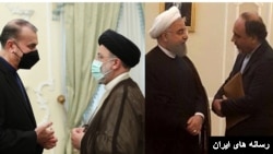 حمید ابوطالبی و حسن روحانی (عکس سمت راست)، ابراهیم رئیسی و حسین امیرعبداللهیان (عکس سمت چپ)