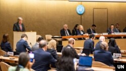 지난달 26일 스위스 제네바에서 유엔 군축회의 고위급회기 첫날 회의가 열리고 있다.