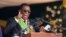 FILE - Zimbabwe President Emmerson Mnangagwa speaks during his inauguration at the National Sports Stadium in Harare, Sept. 4, 2023. In his new year message Mnangagwa has predicted the country's economy will turn around this year following the recent discovery of oil and gas. 