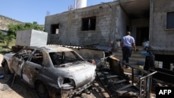 خانهٔ یک فلسطینی در کرانهٔ غربی پس از حملهٔ شهرک نشینان اسراییلی 