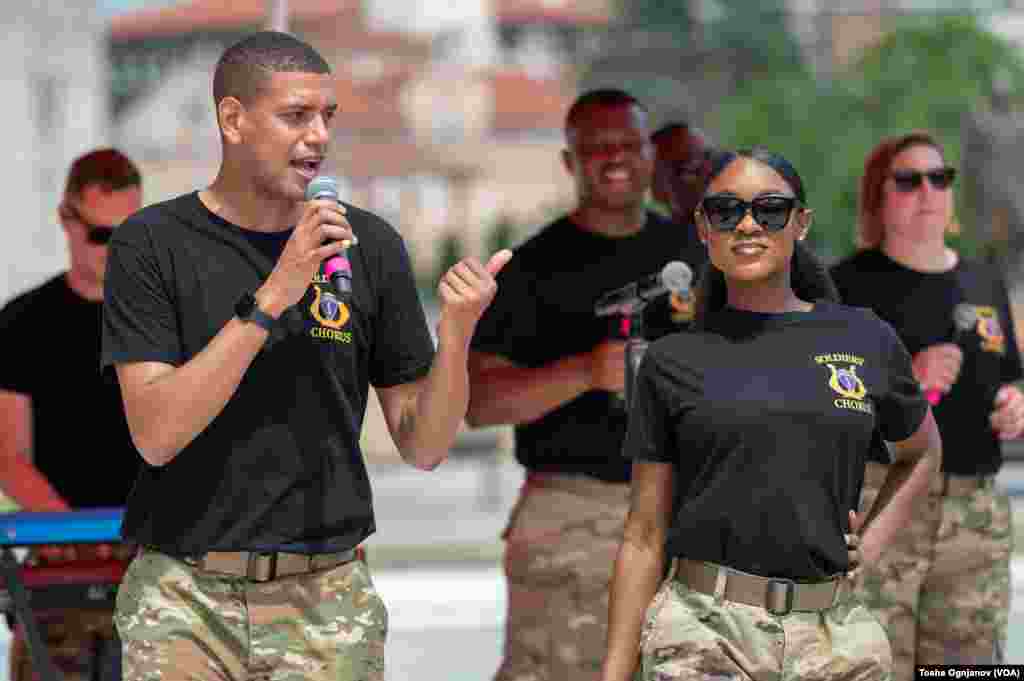 The U.S. Army Europe and Africa Band performed at the Skopje City Square