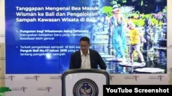 Menteri Pariwisata dan Ekonomi Kreatif, Sandiaga Salahuddin Uno memberi tanggapan mengenai bea masuk wisatawan mancanegara (Wisman), Senin (25 Maret 2024) (Foto: Tangkapan Layar YouTube)