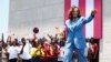 U.S. Vice President Kamala Harris waves as she arrives at Black Star square to address young people in Accra, Ghana, March 28, 2023.