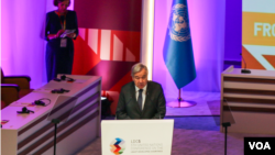 联合国秘书长古特雷斯在卡塔尔首都多哈举行的第五届联合国最不发达国家会议上讲话。(2023年3月5日）