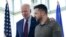US President Joe Biden walks with Ukrainian President Volodymyr Zelenskyy ahead of a working session on Ukraine during the G7 Summit in Hiroshima, Japan, May 21, 2023.