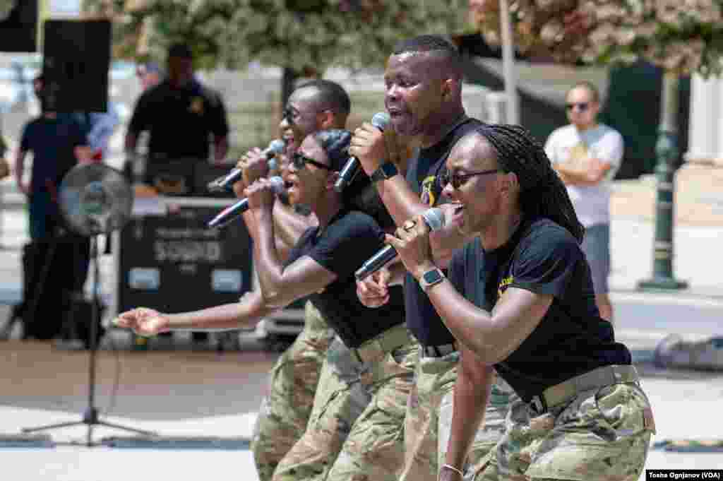 The U.S. Army Europe and Africa Band performed at the Skopje City Square