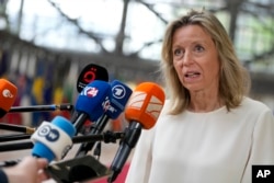 资料照：荷兰国防部长凯萨·奥隆格伦（Kajsa Ollongren）在布鲁塞尔出席欧盟外长会议。（2023年5月23日）