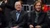 FILE - Former President Jimmy Carter, left, and his wife, Rosalynn, attend an NBA game between the Atlanta Hawks and the New York Knicks at State Farm Arena in Atlanta on Feb. 14, 2019. (Dale Zanine-USA Today Sports via Reuters)