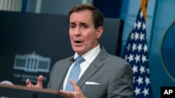 National Security Council spokesman John Kirby speaks during a press briefing at the White House, Dec. 21, 2023, in Washington.