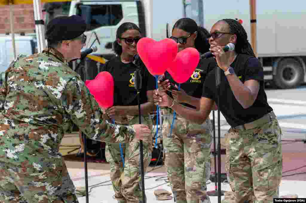 The U.S. Army Europe and Africa Band performed at the Skopje City Square