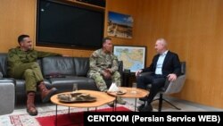 دیدار ژنرال مایکل اریک کوریلا، فرمانده سنتکام، و یوآف گالانت، وزیر دفاع اسرائیل. آرشیو