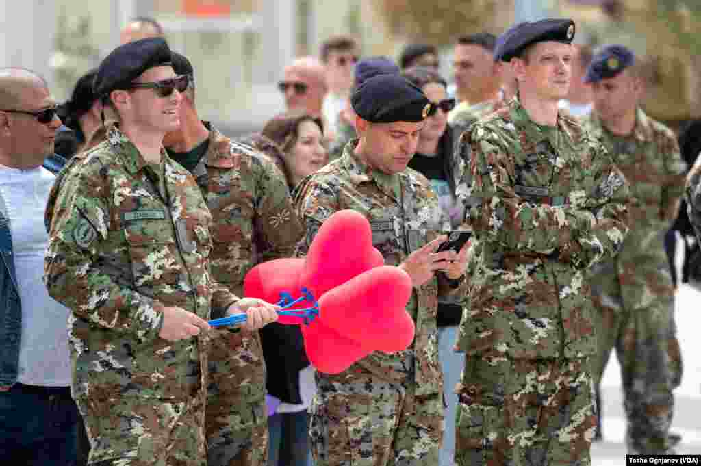 The U.S. Army Europe and Africa Band performed at the Skopje City Square