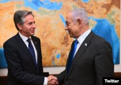 Perdana Menteri Benjamin Netanyahu dan Menteri Luar Negeri AS Antony Blinken mengadakan pertemuan pribadi di Kantor Perdana Menteri di Yerusalem, 1 Mei 2024. (Twitter/@IsraeliPM)