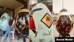 Rəssam Fatma Dadaşzadə və bayram yumurtası heykəlləri 