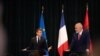 Kryeministr shqiptar Edi Rama dhe presidenti francez Emmauel Macron në konferencë shtypi në Tiranë