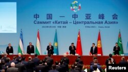 资料图片：中国领导人习近平在陕西西安出席中国-中亚峰会的联合记者会。（2023年5月19日）