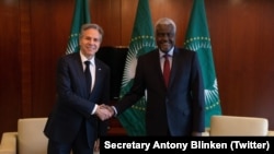 የዩናይትድ ስቴትስ የውጪ ጉዳይ ሚኒስትር አንተኒ ብሊንከን፣ የአፍሪካ ኅብረት ሊቀመንበር ሙሳ ፋኪ 