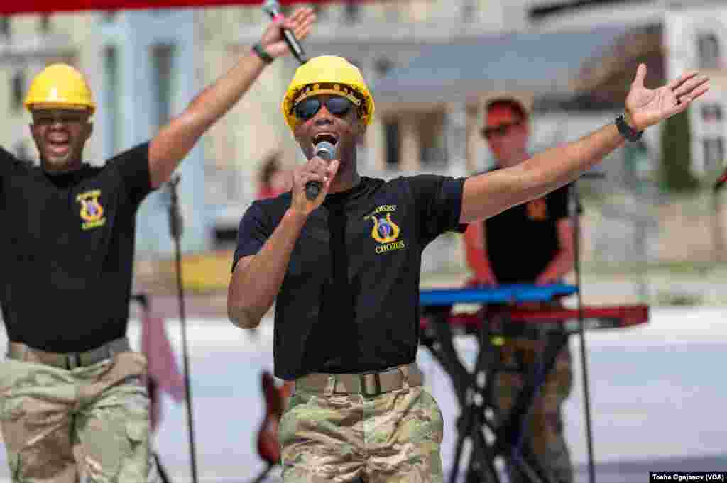 The U.S. Army Europe and Africa Band performed at the Skopje City Square