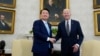 President Joe Biden shakes hands with South Korea's President Yoon Suk Yeol as they meet in the Oval Office of the White House, in Washington, April 26, 2023. 