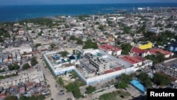 Pespektiv yon dron de Penitansye Nasyonal la apre afwontman ant PNH ak gang ame yo ki andomaje kominikasyon yo epi debouche sou evazyon prizonye yo, 3 Mas, 2024. 