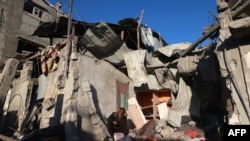 Rrënojat e një ndërtese si pasojë e sulmeve izraelite, në Rafah, Gazë, 18 janar, 2024.
