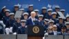 President Joe Biden gives a smile during the U.S. Air Force Academy graduation ceremony, June 1, 2023, at Air Force Academy, Colo.