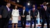 Republican presidential candidates, from left, former New Jersey Gov. Chris Christie, former U.N. Ambassador Nikki Haley, Florida Gov. Ron DeSantis, businessman Vivek Ramaswamy and Sen. Tim Scott.