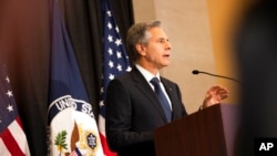 Secretary of State Antony Blinken speaks at the Robert N.C. Nix Sr. Federal Building in Philadelphia, Oct. 19, 2022.