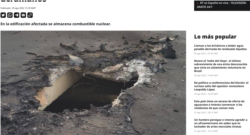 Дыра в крыше одного из зданий Запорожской АЭС, образовавшаяся якобы от обстрела ВСУ в месте, где якобы хранится ядерное топливо.