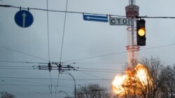 تصویری از انفجار دکل تلویزیونی پایتخت اوکراین