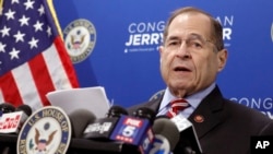 Jerrold Nadler, président du comité judiciaire de la Chambre des Représentants, lors d'une conférence de presse à New York, le 29 mai 2019.