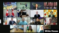 2022年4月28日，多国代表参加美国发起的《未来互联网宣言》在线签署仪式（白宫网站截图）