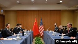 美国白宫国家安全顾问沙利文与中共中央政治局委员、中共中央外事办主任杨洁篪在意大利罗马的Cavalieri希尔顿酒店就乌克兰局势举行会谈。（2022年3月14日）