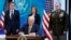 President Joe Biden signs a bill for more assistance to Ukraine, on the White House campus in Washington, March 16, 2022, as Secretary of State Antony Blinken, Deputy Secretary of Defense Kathleen Hicks and Chairman of the Joint Chief of Staff General Mark Milley look on.