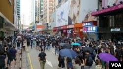 大批港人周日上街参加九龙大游行. VOA 张富杰拍摄