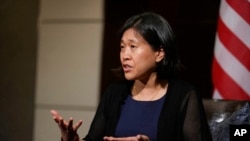 美国贸易代表戴琪5月20日在曼谷接受美联社的采访。