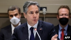 美国国务卿布林肯在纽约联合国总部讲话。（2022年5月18日）