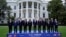 President Joe Biden and leaders from the Association of Southeast Asian Nations participate in a group photo on the South Lawn of the White House in Washington, May 12, 2022.