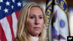 Depite Repibliken Marjorie Taylor Greene, ki reprezante Joji nan Kongre Ameriken an, 7 Dec. 2021.