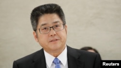 中国外交部副部长乐玉成2018年11月6日在瑞士日内瓦参加联合国人权理事会对中国人权状况的定期审核。（资料照片)