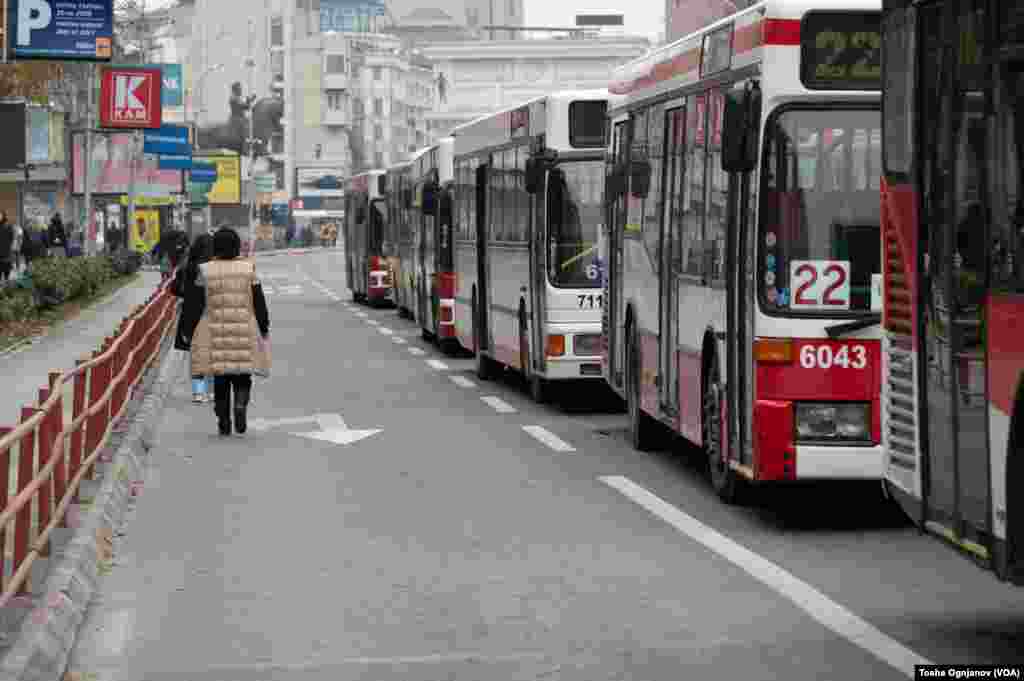 Protest of bus transporters in Skopje