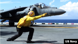 与前美军飞行员杜根（Daniel Edmund Duggan）驾驶的鹞式喷气战斗机同款的战机。（美国海军照片）