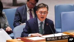 황준국 유엔 주재 한국 대사가 지난해 10월 안보리 회의에서 발언하고 있다.