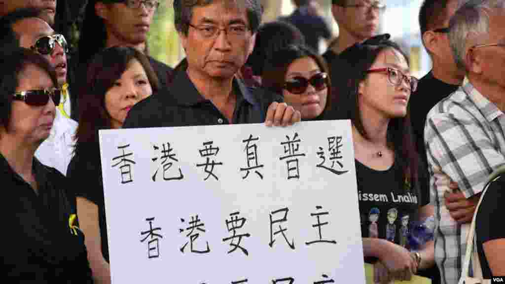 支持群众秩序井然（美国之音国符拍摄）